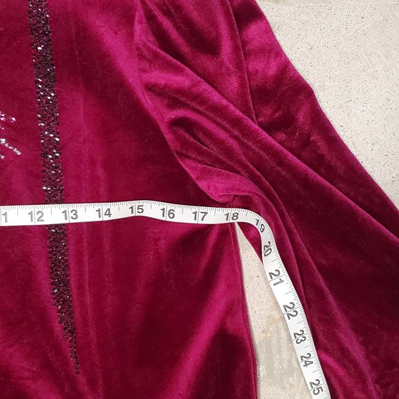 VINTAGE Lisanne 60s 70a Mini Velour Dress Wine Burgandy - Picture 11 of 16